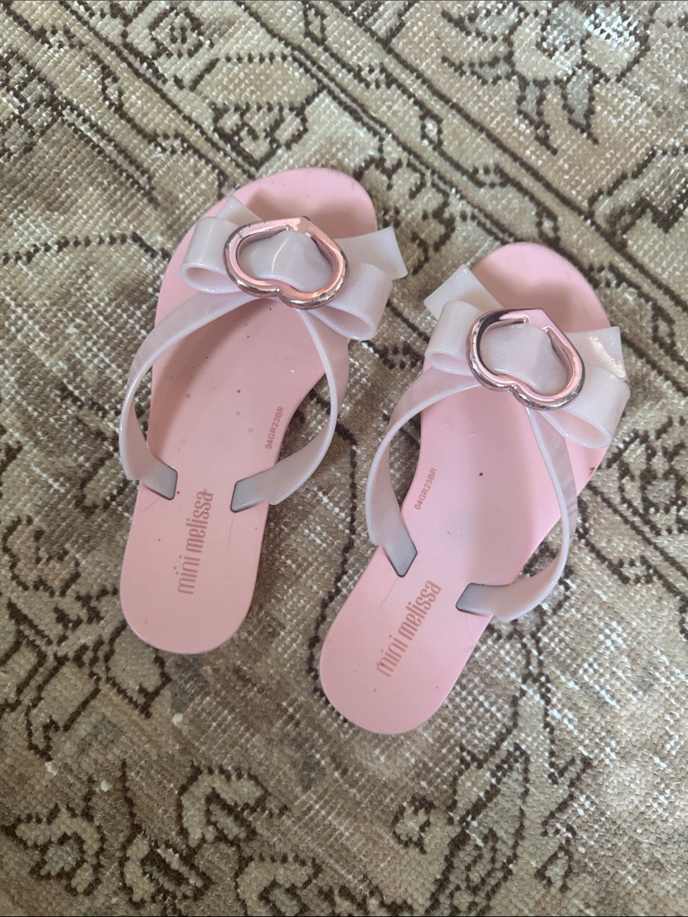 Mini Melissa Pink Bow Jelly Slide Sandals, Size 11